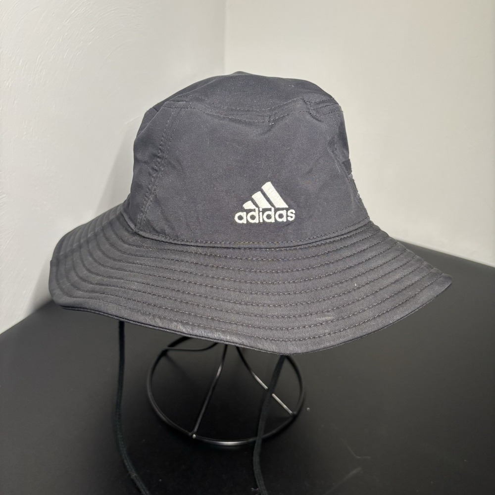 Adidas Bucket‎ Hat Black Vented One Size Aeroready Chin Strap